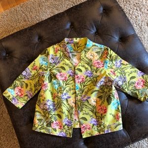 Handmade floral jacket; Size Medium; green